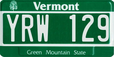 VT license plate YRW129
