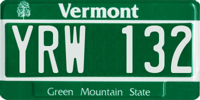 VT license plate YRW132