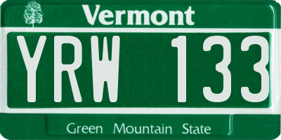 VT license plate YRW133