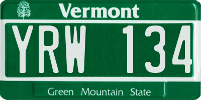 VT license plate YRW134