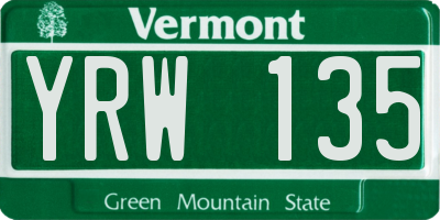 VT license plate YRW135