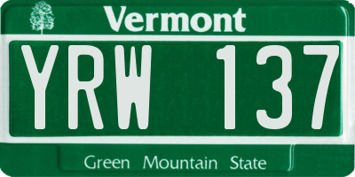 VT license plate YRW137