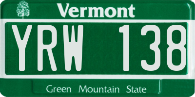 VT license plate YRW138