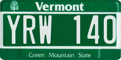 VT license plate YRW140