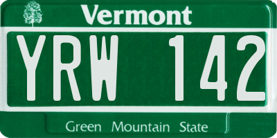 VT license plate YRW142