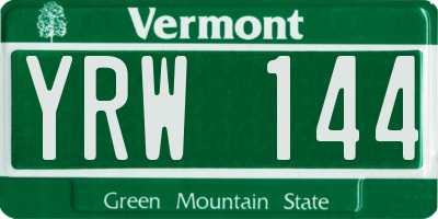 VT license plate YRW144