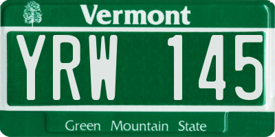 VT license plate YRW145