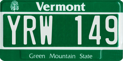 VT license plate YRW149