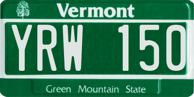 VT license plate YRW150