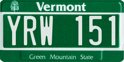 VT license plate YRW151