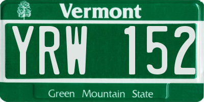 VT license plate YRW152
