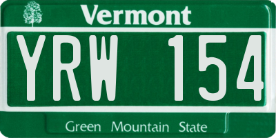 VT license plate YRW154