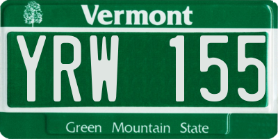 VT license plate YRW155