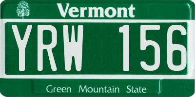 VT license plate YRW156