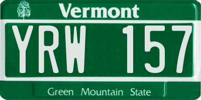 VT license plate YRW157
