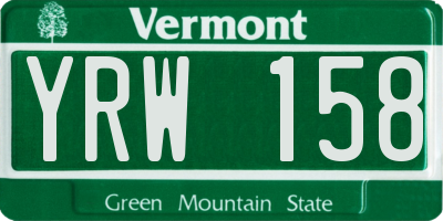 VT license plate YRW158
