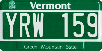 VT license plate YRW159