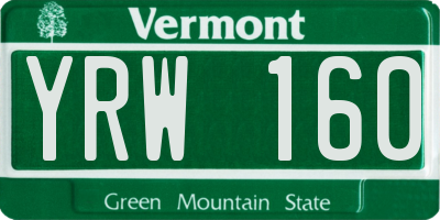 VT license plate YRW160