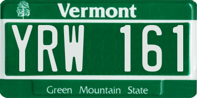VT license plate YRW161