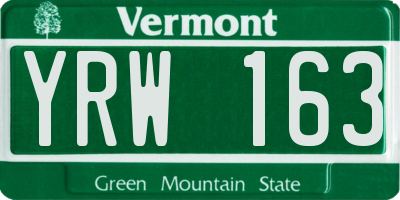VT license plate YRW163