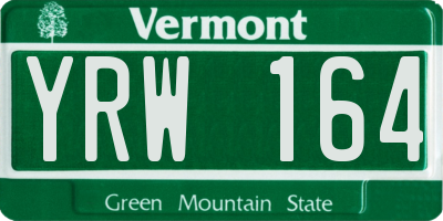 VT license plate YRW164