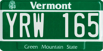 VT license plate YRW165