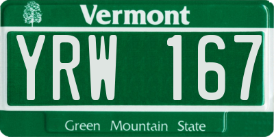 VT license plate YRW167