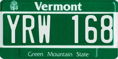 VT license plate YRW168