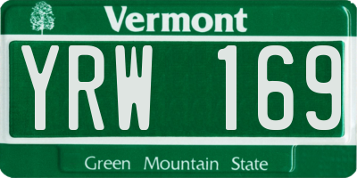 VT license plate YRW169
