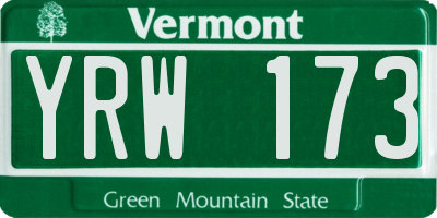 VT license plate YRW173