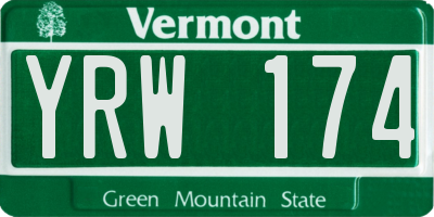 VT license plate YRW174