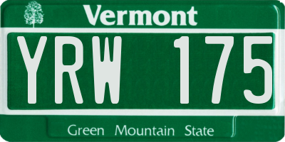 VT license plate YRW175