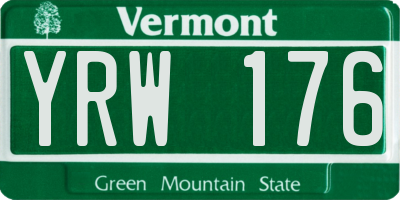 VT license plate YRW176