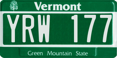 VT license plate YRW177