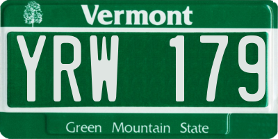 VT license plate YRW179