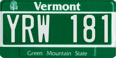VT license plate YRW181