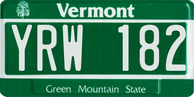 VT license plate YRW182