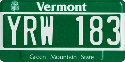 VT license plate YRW183