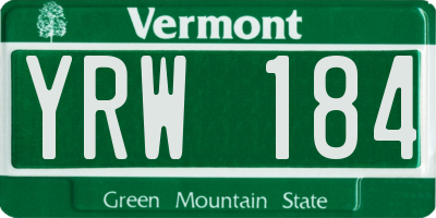 VT license plate YRW184