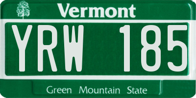 VT license plate YRW185