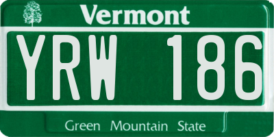 VT license plate YRW186
