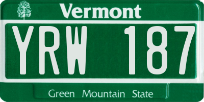 VT license plate YRW187