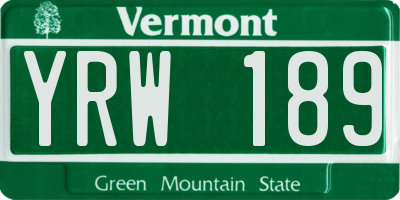 VT license plate YRW189