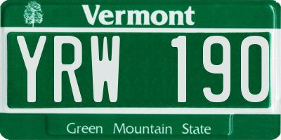 VT license plate YRW190