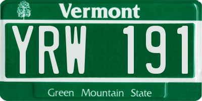 VT license plate YRW191