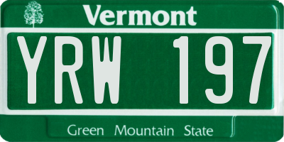 VT license plate YRW197