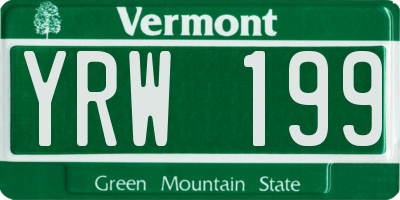 VT license plate YRW199