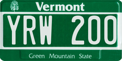VT license plate YRW200