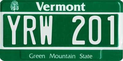 VT license plate YRW201