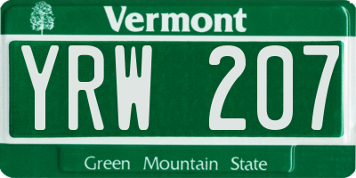 VT license plate YRW207